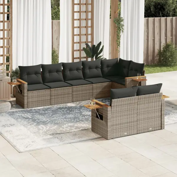 Gossi set canapele de gradina cu perne, 8 piese, gri, poliratan