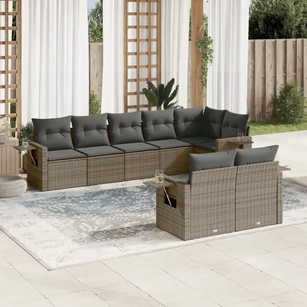 Gossi set canapele de gradina cu perne, 8 piese, gri, poliratan