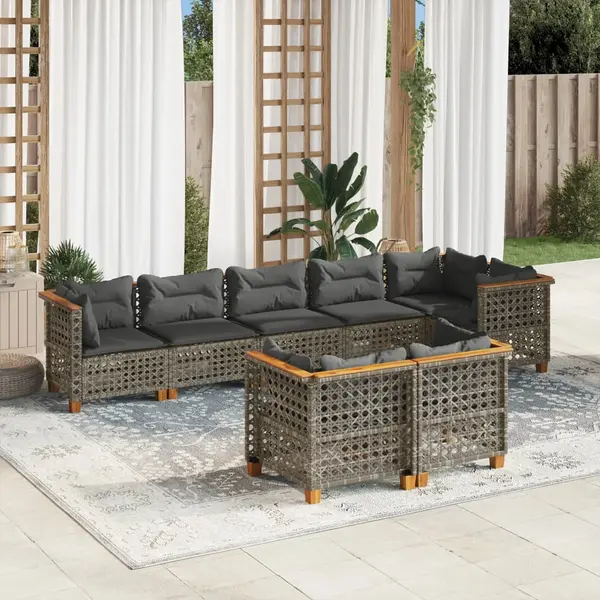 Gossi set canapele de gradina cu perne, 8 piese, gri, poliratan