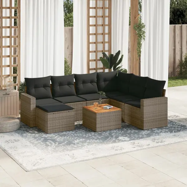 Gossi set canapele de gradina cu perne, 8 piese, gri, poliratan