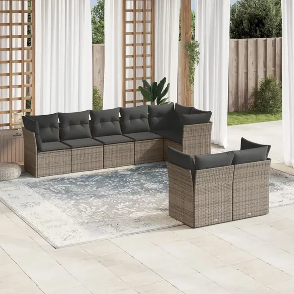 Gossi set canapele de gradina cu perne, 8 piese, gri, poliratan