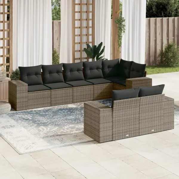 Gossi set canapele de gradina cu perne, 8 piese, gri, poliratan