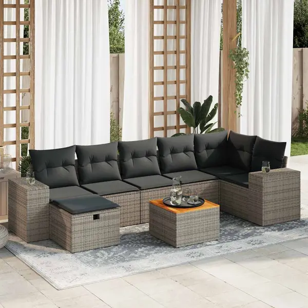 Gossi set canapele de gradina cu perne, 8 piese, gri, poliratan