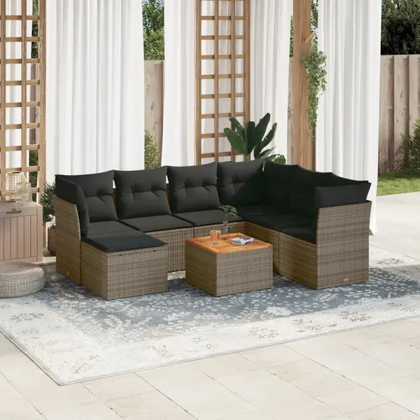 Gossi set canapele de gradina cu perne, 8 piese, gri, poliratan