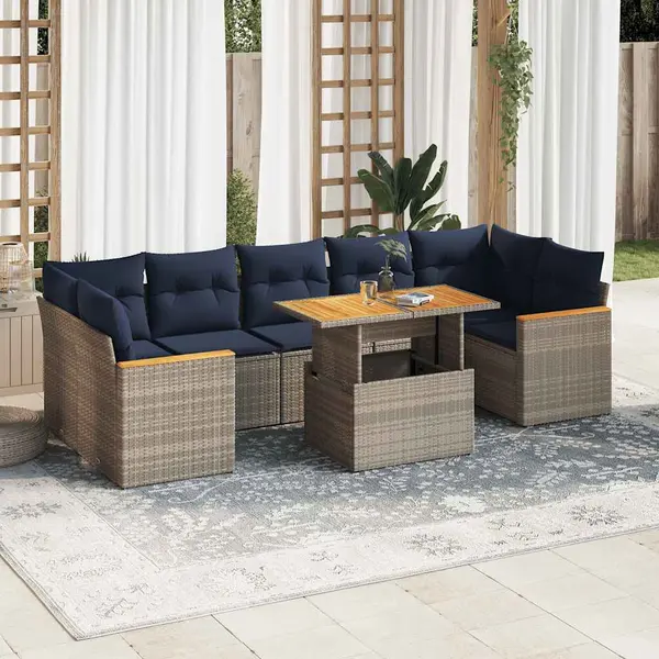 Gossi set canapele de gradina cu perne, 8 piese, gri, poliratan