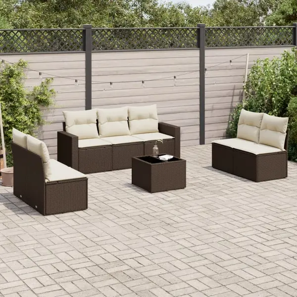 Gossi set canapele de gradina cu perne, 8 piese, maro, poliratan
