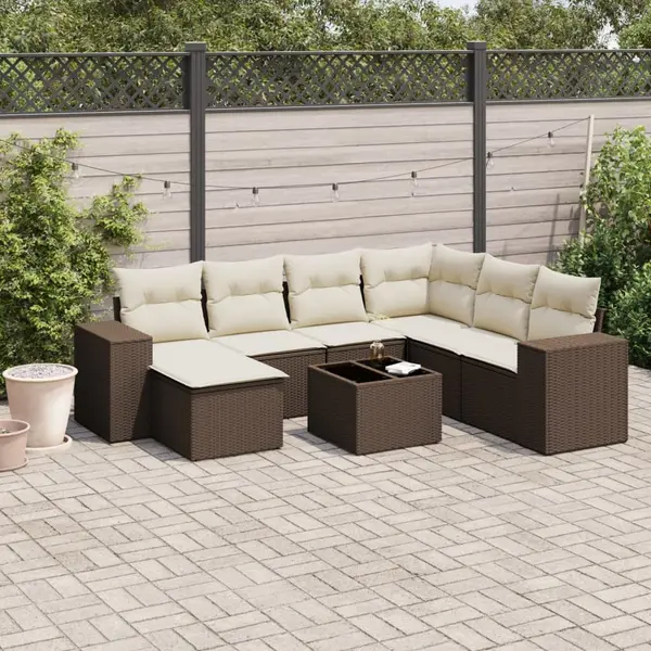 Gossi set canapele de gradina cu perne, 8 piese, maro, poliratan