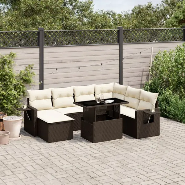 Gossi set canapele de gradina cu perne, 8 piese, maro, poliratan