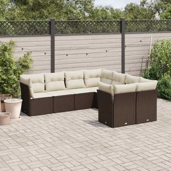 Gossi set canapele de gradina cu perne, 8 piese, maro, poliratan