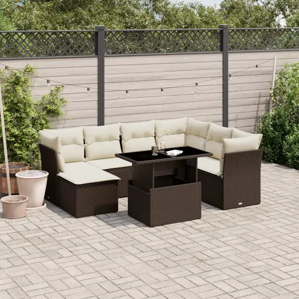 Gossi set canapele de gradina cu perne, 8 piese, maro, poliratan