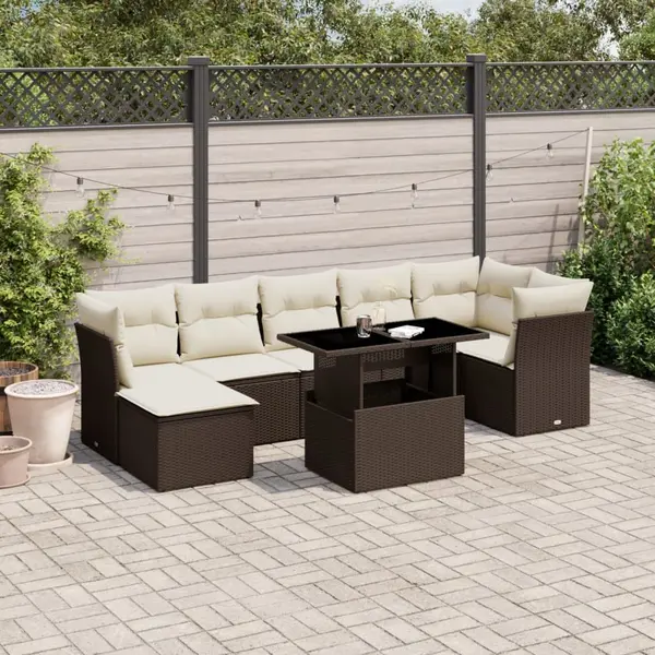 Gossi set canapele de gradina cu perne, 8 piese, maro, poliratan