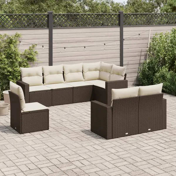 Gossi set canapele de gradina cu perne, 8 piese, maro, poliratan