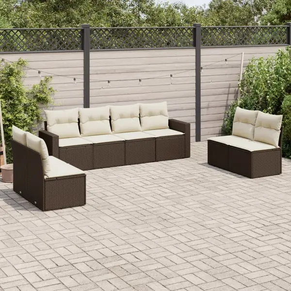 Gossi set canapele de gradina cu perne, 8 piese, maro, poliratan