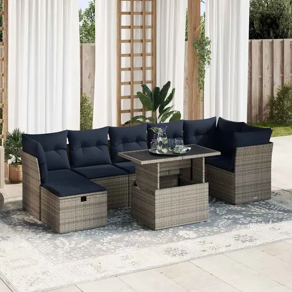 Gossi set canapele de gradina cu perne, 8 piese, maro, poliratan