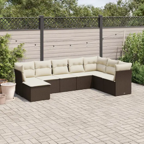 Gossi set canapele de gradina cu perne, 8 piese, maro, poliratan