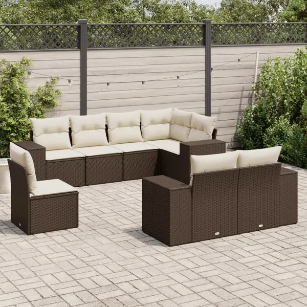 Gossi set canapele de gradina cu perne, 8 piese, maro, poliratan