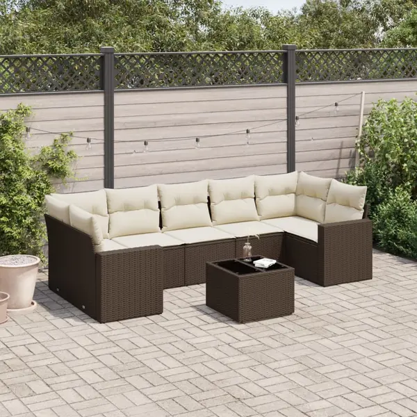 Gossi set canapele de gradina cu perne, 8 piese, maro, poliratan