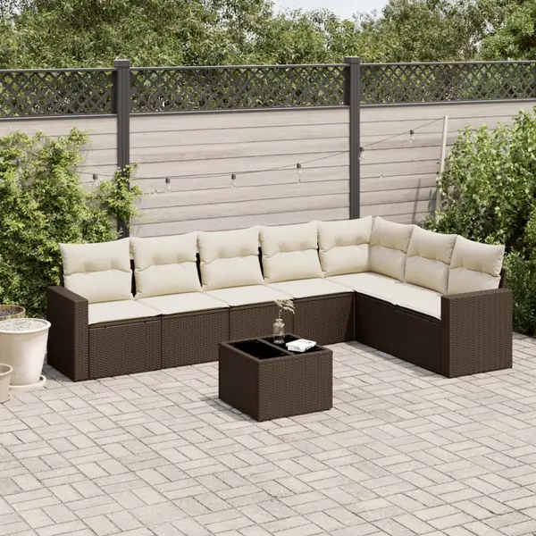 Gossi set canapele de gradina cu perne, 8 piese, maro, poliratan