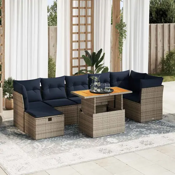 Gossi set canapele de gradina cu perne, 8 piese, maro, poliratan