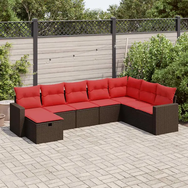 Gossi set canapele de gradina cu perne, 8 piese, maro, poliratan