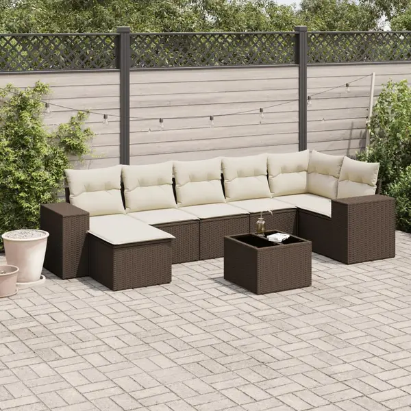 Gossi set canapele de gradina cu perne, 8 piese, maro, poliratan
