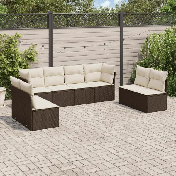 Gossi set canapele de gradina cu perne, 8 piese, maro, poliratan