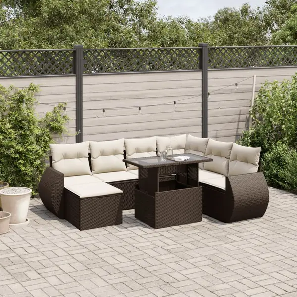 Gossi set canapele de gradina cu perne, 8 piese, maro, poliratan