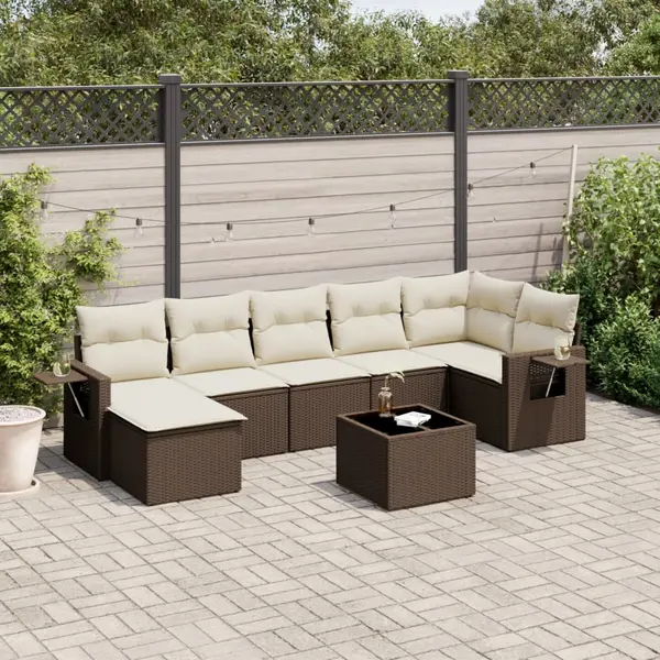 Gossi set canapele de gradina cu perne, 8 piese, maro, poliratan