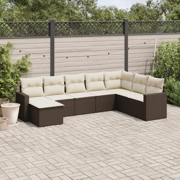 Gossi set canapele de gradina cu perne, 8 piese, maro, poliratan