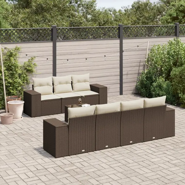 Gossi set canapele de gradina cu perne, 8 piese, maro, poliratan