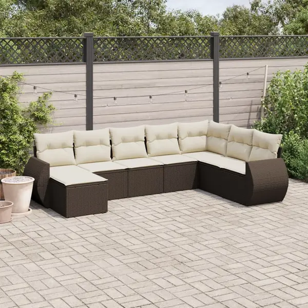 Gossi set canapele de gradina cu perne, 8 piese, maro, poliratan