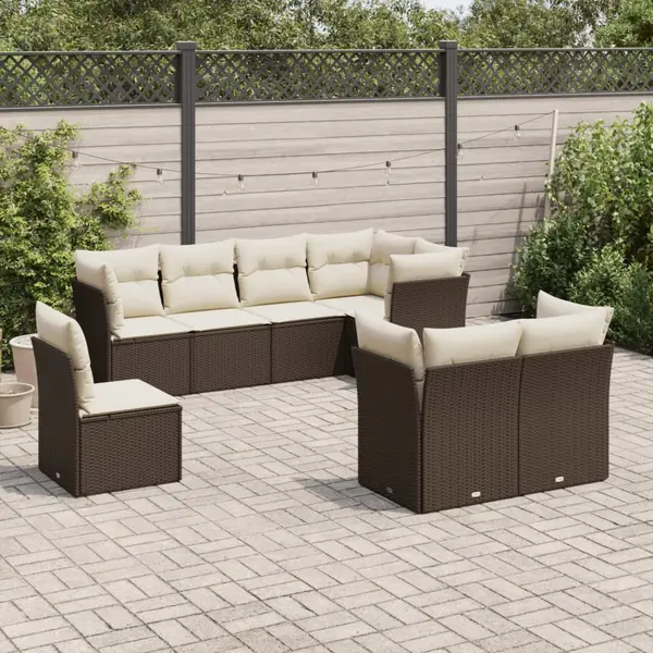 Gossi set canapele de gradina cu perne, 8 piese, maro, poliratan