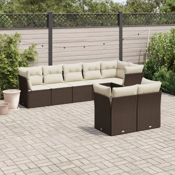 Gossi set canapele de gradina cu perne, 8 piese, maro, poliratan