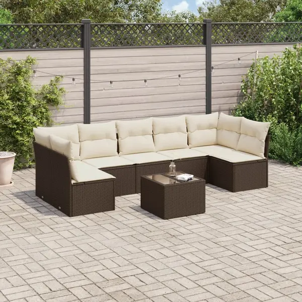 Gossi set canapele de gradina cu perne, 8 piese, maro, poliratan