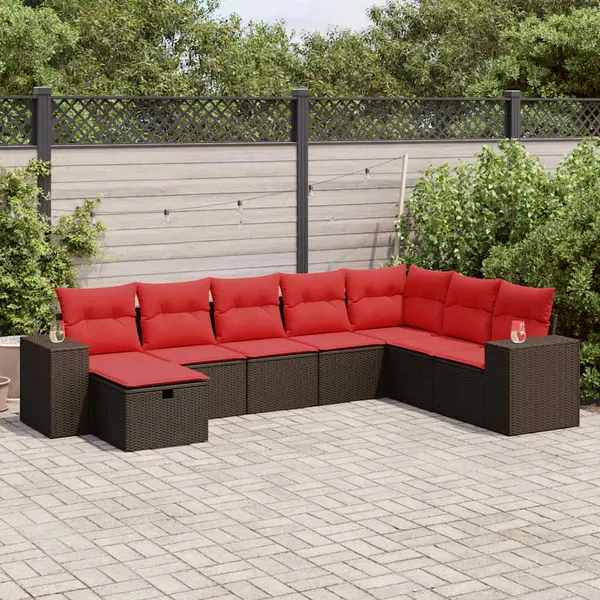 Gossi set canapele de gradina cu perne, 8 piese, maro, poliratan