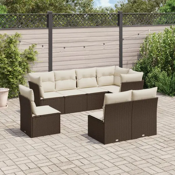 Gossi set canapele de gradina cu perne, 8 piese, maro, poliratan