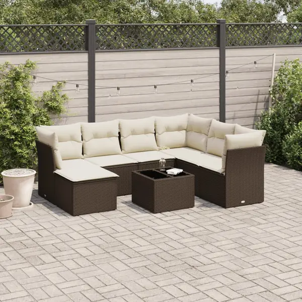 Gossi set canapele de gradina cu perne, 8 piese, maro, poliratan