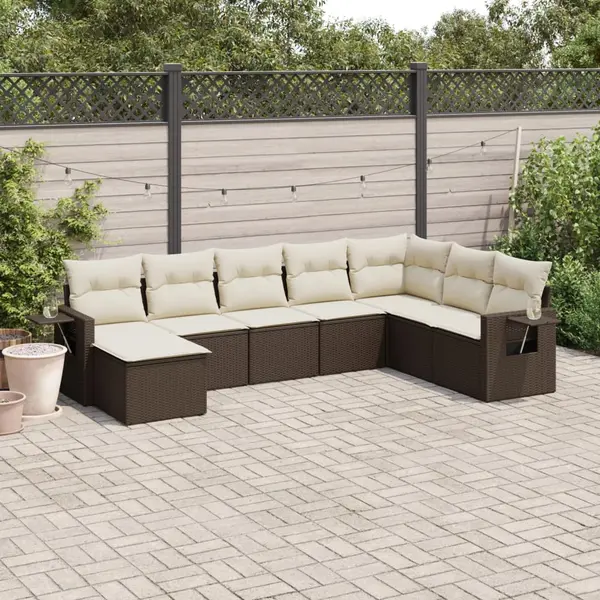 Gossi set canapele de gradina cu perne, 8 piese, maro, poliratan