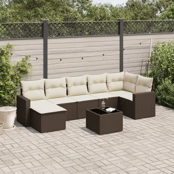 Gossi set canapele de gradina cu perne, 8 piese, maro, poliratan