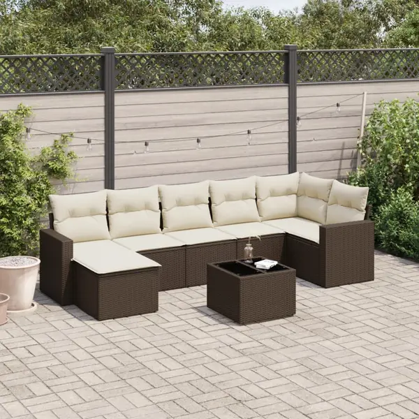 Gossi set canapele de gradina cu perne, 8 piese, maro, poliratan