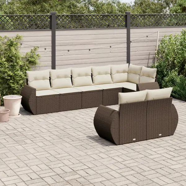 Gossi set canapele de gradina cu perne, 8 piese, maro, poliratan