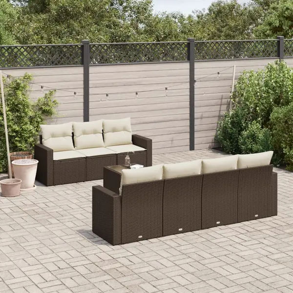 Gossi set canapele de gradina cu perne, 8 piese, maro, poliratan