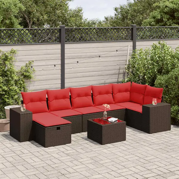 Gossi set canapele de gradina cu perne, 8 piese, maro, poliratan
