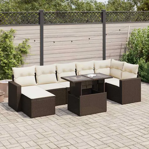 Gossi set canapele de gradina cu perne, 8 piese, maro, poliratan