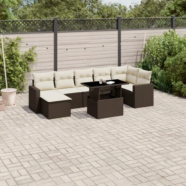 Gossi set canapele de gradina cu perne, 8 piese, maro, poliratan