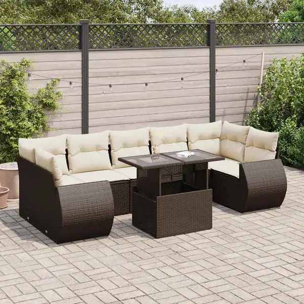 Gossi set canapele de gradina cu perne, 8 piese, maro, poliratan