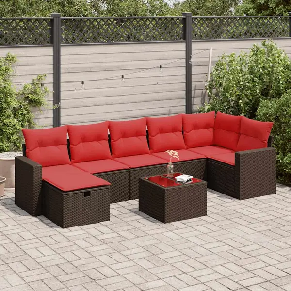 Gossi set canapele de gradina cu perne, 8 piese, maro, poliratan