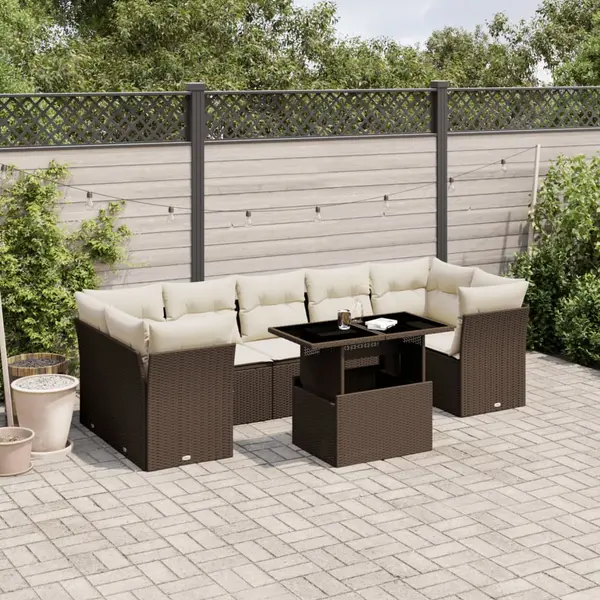 Gossi set canapele de gradina cu perne, 8 piese, maro, poliratan