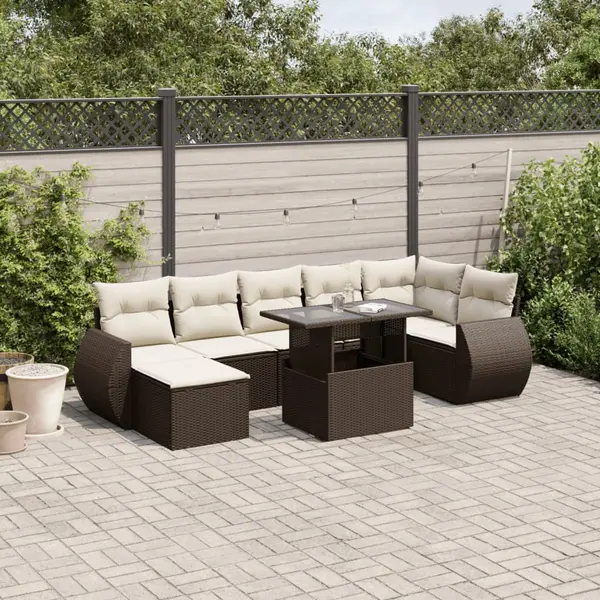 Gossi set canapele de gradina cu perne, 8 piese, maro, poliratan