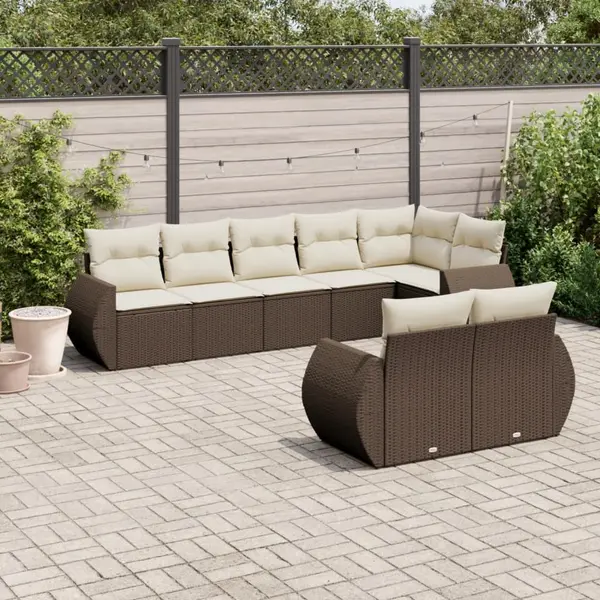 Gossi set canapele de gradina cu perne, 8 piese, maro, poliratan